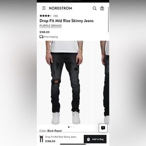 PURPLE BRAND Drop Fit Mid Rise Skinny Jeans